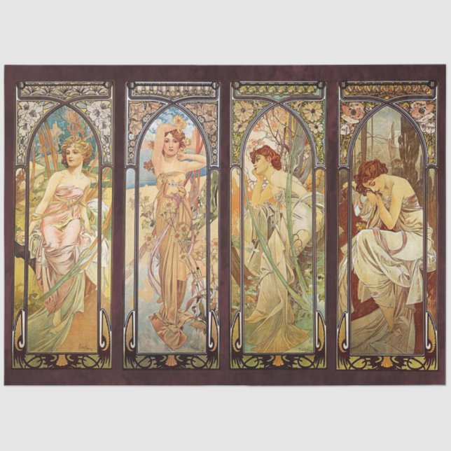 Papel De Seda Alphonse Mucha, los tiempos del día (Anverso)