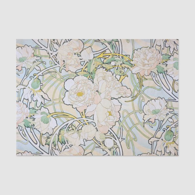 Papel De Seda Alphonse Mucha Peonías (Anverso)