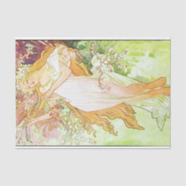 Papel De Seda Alphonse Mucha Spring Floral Vintage Art Nouveau