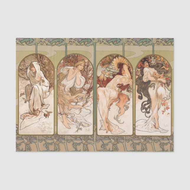 Papel De Seda Alphonse Mucha The Seasons 1897 Art Nouveau (Anverso)