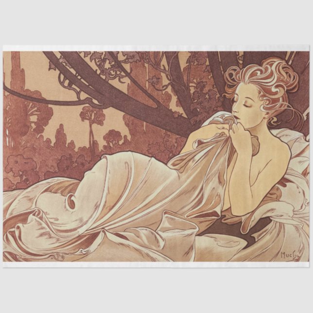 Papel De Seda Alphonse Mucha Woman Artwork Decoupage (Anverso)