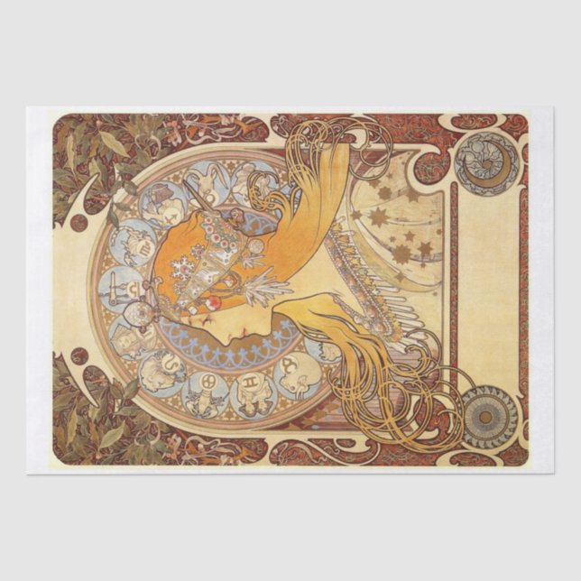 Papel De Seda Alphonse Mucha | Zodiac -1896 (Anverso)
