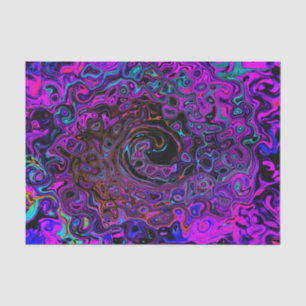 Papel De Seda Alucinante Remolino Líquido Retro Negro y Magenta