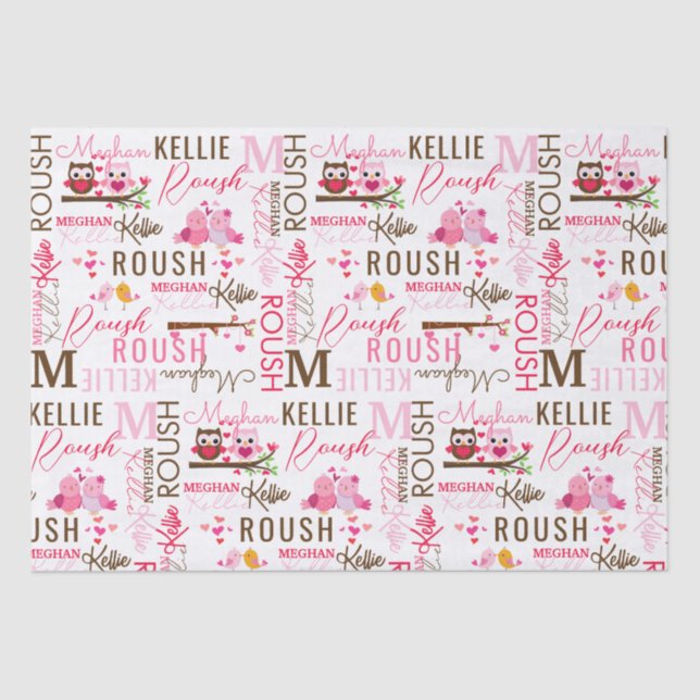 Papel De Seda Ama a las aves lecheras con nombre y colección de  (Anverso)