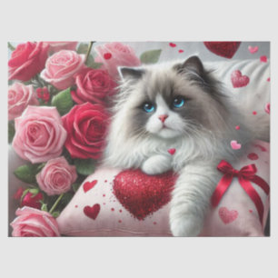 Papel De Seda Ama las rosas y los gatos Ragdoll