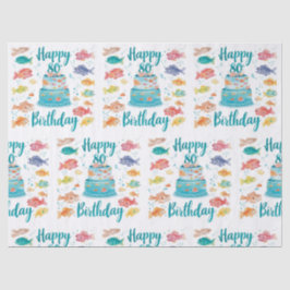 Papel De Seda Amante de la Pesca Cumpleaños 80 Aquarela