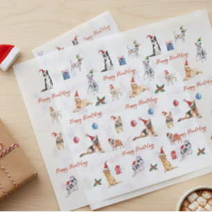 Papel De Seda Amante de Perros Navideño Felices Cuau-navidades