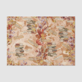 Papel De Seda Amante del libro floral acuarela otoño