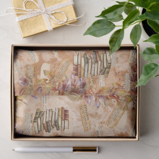 Papel De Seda Amante del libro floral acuarela otoño (Regalo )