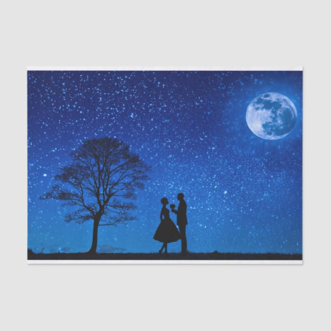 Papel De Seda Amantes bajo una luna llena     (Anverso)