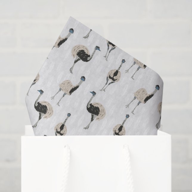 Papel De Seda Amantes De Las Aves De Emus Pattered (Bolsa de regalo)