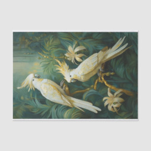 Papel De Seda Amantes de las cacatúas, elegancia de plumas blanc