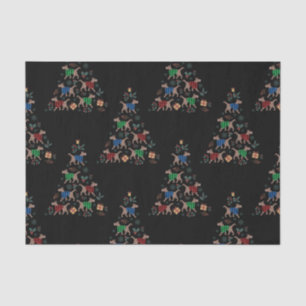 Papel De Seda Amantes de Perros de Navidad Árbol de Navidad Feli