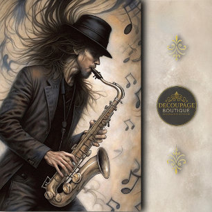 Papel De Seda Amantes del Saxofón y la Música de Jazz Decoupage