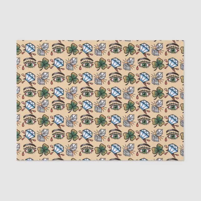 Papel De Seda Amantes del tatuaje lindo fiesta (Anverso)