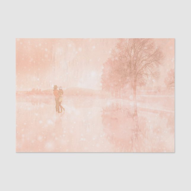 Papel De Seda Amantes en un estanque congelado (Anverso)