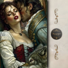 Papel De Seda Amantes Románticos Lobo Guardián Decoupage