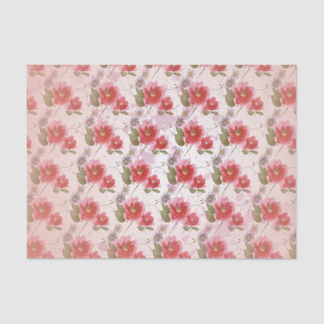 Papel De Seda Amapola del vintage floral (Anverso)