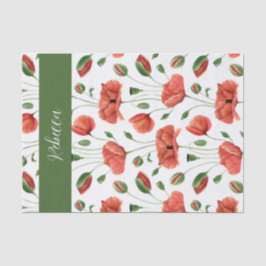 Papel De Seda Amapola Roja Nombre Flor Silvestre Acuarela