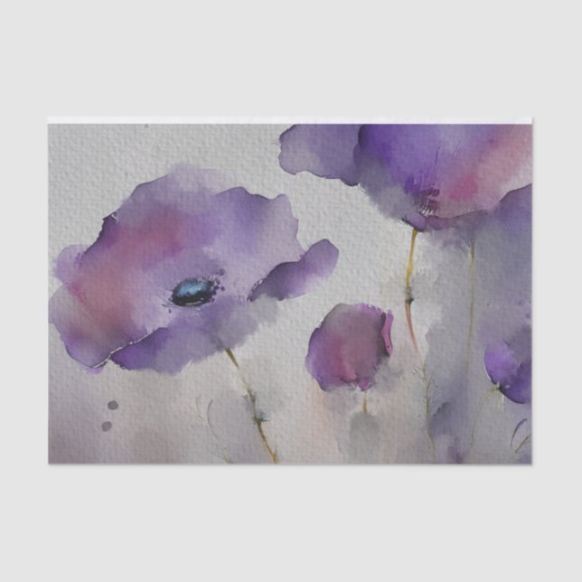Papel De Seda Amapolas acuarela púrpura (Anverso)