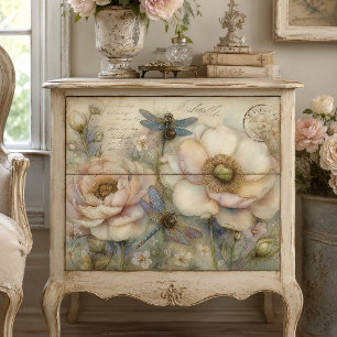 Papel De Seda Amapolas Caprichosas y Arte de Decoupage Floral de