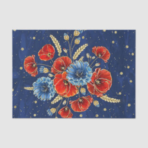 Papel De Seda Amapolas conmemorativas elegantes azules, rojas y 