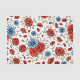 Papel De Seda Amapolas conmemorativas elegantes azules, rojas y 
