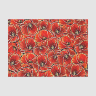 Papel De Seda Amapolas conmemorativas elegantes rojas y doradas 