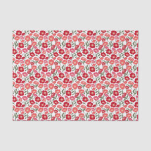 Papel De Seda Amapolas Rojas Florales