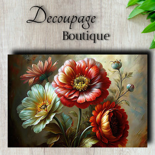 Papel De Seda Amarillas Opulentas & Peonías Decoupage