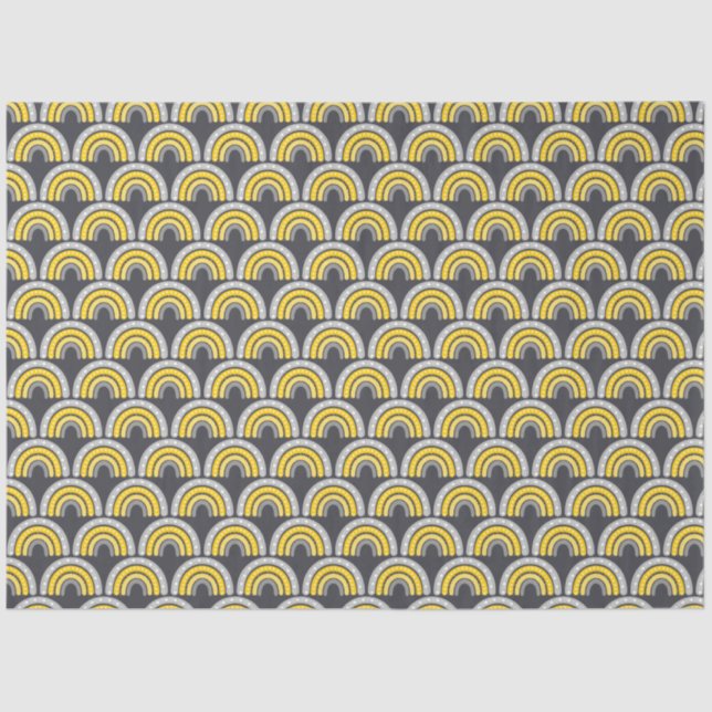 Papel De Seda Amarillo arcoiris boho y gris (Anverso)
