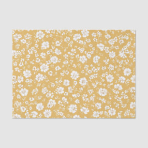 Papel De Seda Amarillo Blanco Ditsy Pastel Boho 70s Vintage Flor