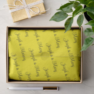 Papel De Seda Amarillo Canario y Letra Negra Boda Moderna