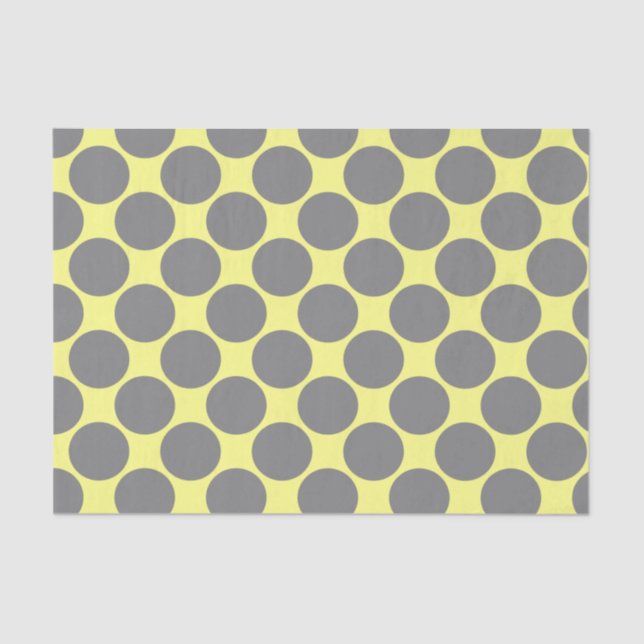 Papel De Seda Amarillo con puntos grises de polka (Anverso)