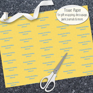 Papel De Seda Amarillo de cumpleaños personalizado
