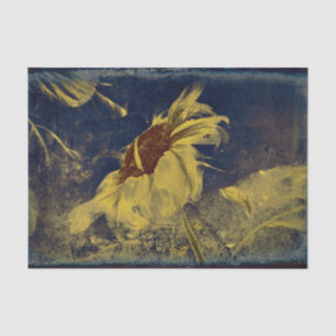 Papel De Seda Amarillo de girasol azul boceto arte vintage antig
