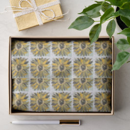 Papel De Seda Amarillo de girasol Verde Negro Estilo de Acuarela