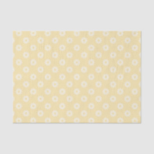 PAPEL DE SEDA AMARILLO DE PASCUA CON FLORES DE MARGARITA BLANCAS
