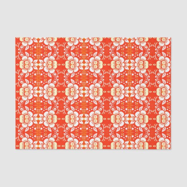 Papel De Seda Amarillo floral elegante del papel seda (Anverso)