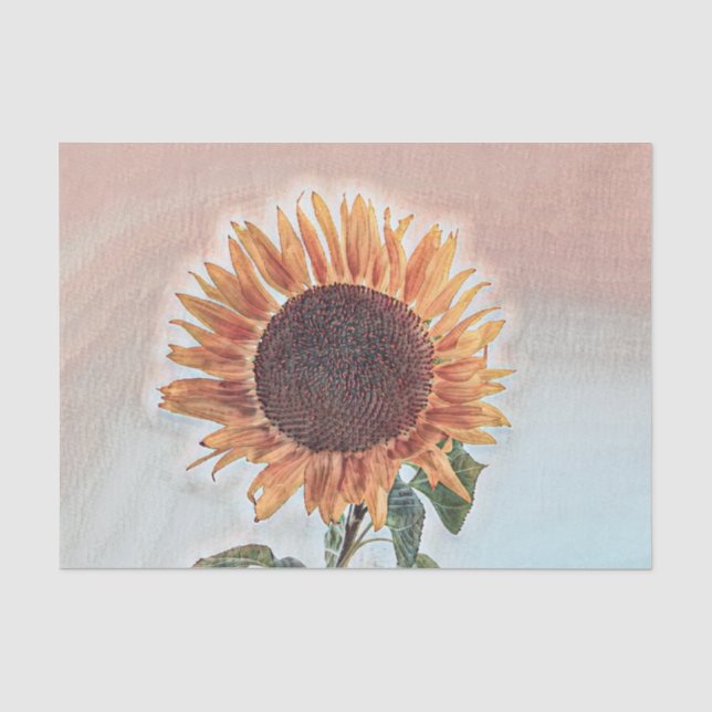 Papel De Seda Amarillo Girasol Floral Otoño Rústico Sencillo (Anverso)