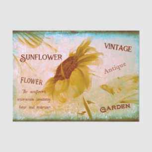 Papel De Seda Amarillo Girasol Sepia Vintage Antiguo Efímero