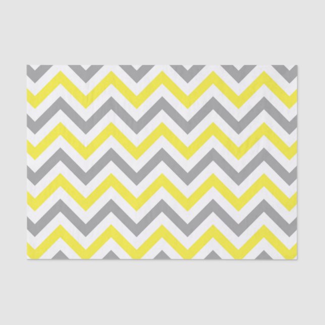 Papel De Seda Amarillo, Gris Dk Whm Gran Patrón ZigZag Chevron (Anverso)