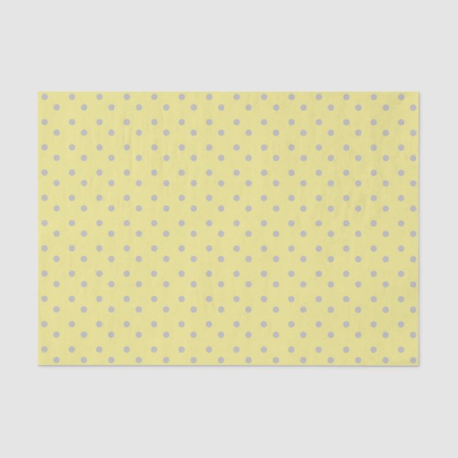 Papel De Seda Amarillo pálido con puntos de polka gris (Anverso)