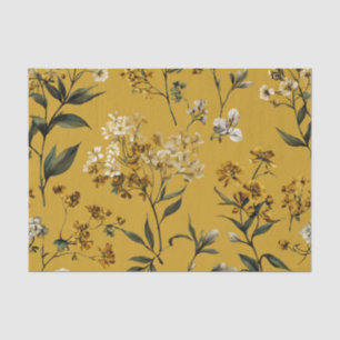 Papel De Seda Amarillo Rústico Botánico Floral Vintage Boho Atre