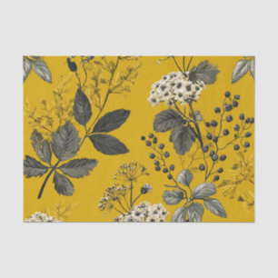Papel De Seda Amarillo Rústico Botánico Floral Vintage Boho Atre