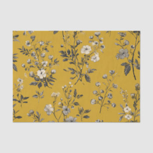 Papel De Seda Amarillo Rústico Botánico Floral Vintage Boho Atre