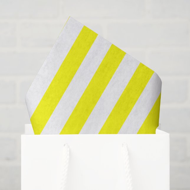 Papel De Seda Amarillo soleado y estampado de rayas blancas (Bolsa de regalo)