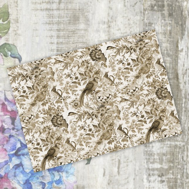 Papel De Seda Amarrón dorado estilo casa de campo francesa (Golden Brown French Cottage Style Vintage Tissue Paper by Graphic Allusions)