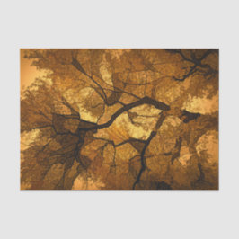 Papel De Seda Amber Naranja Brown, Árbol de otoño, deja atardece