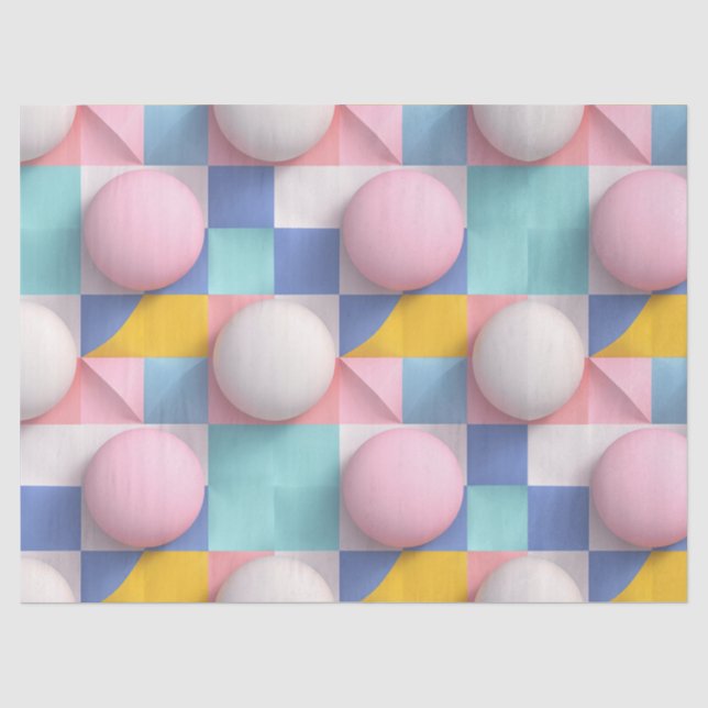 Papel De Seda Ámbitos 3D Pastel y Patrón Geométrico (Anverso)